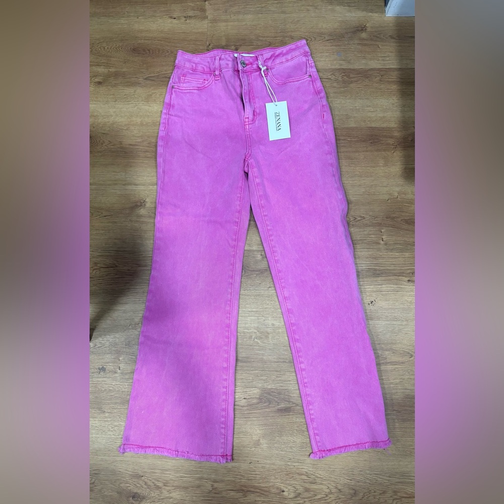 Zenana Pink High-Rise Straight Jeans